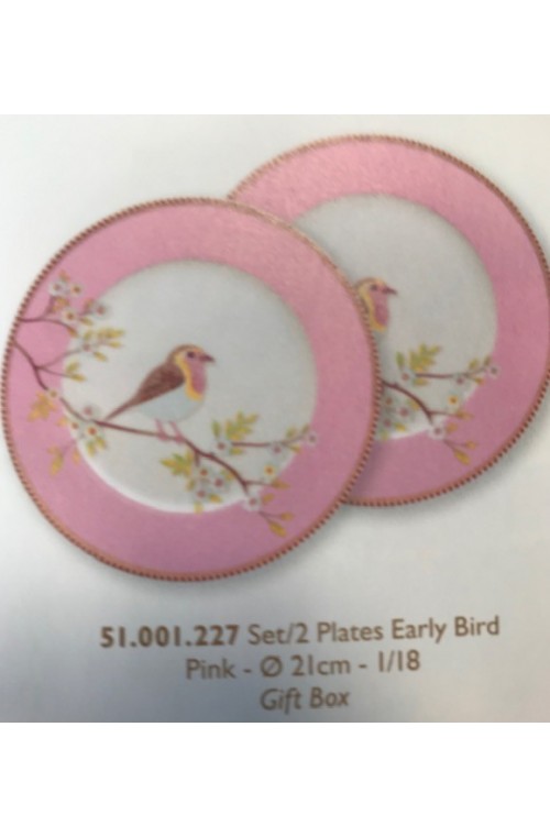 Set/2 Plates Early Bird Pink 21cm