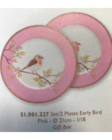 Set/2 Plates Early Bird Pink 21cm