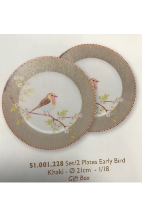 Set/2 Plates Early Bird Khaki 21cm